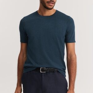 Country Road Cotton Silk Knit T-Shirt in Navy